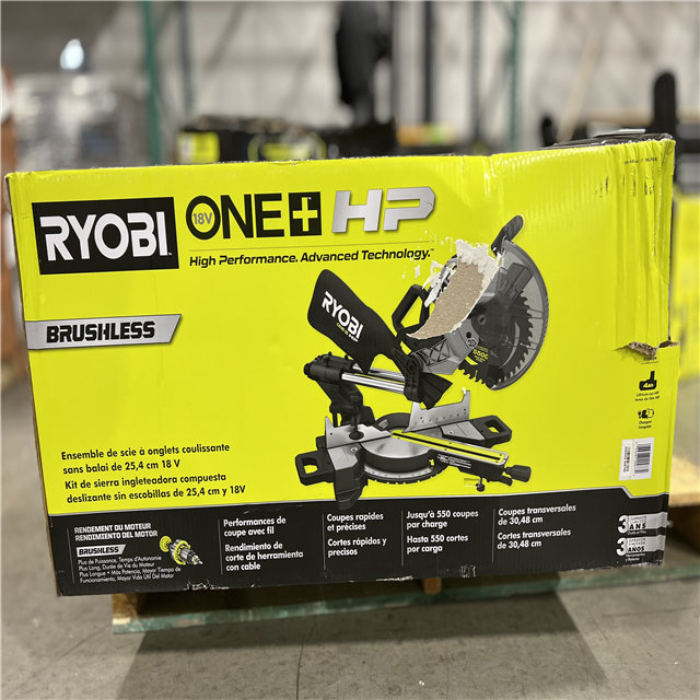 RYOBI 18V ONE+ HP Brushless Cordless 10-inch Mitre Saw Kit with 4.0 HP  Battery