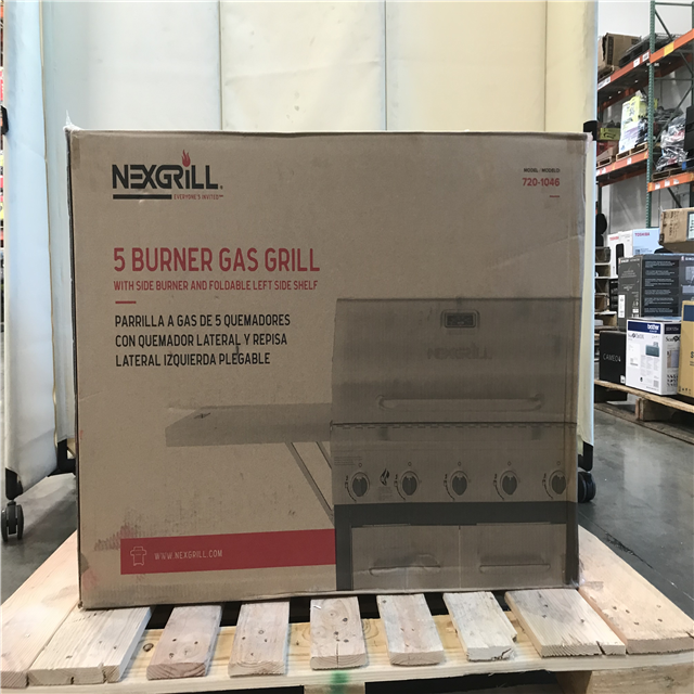 5-Burner Gas Grill w/ Side Burner, Foldable Side Shelf