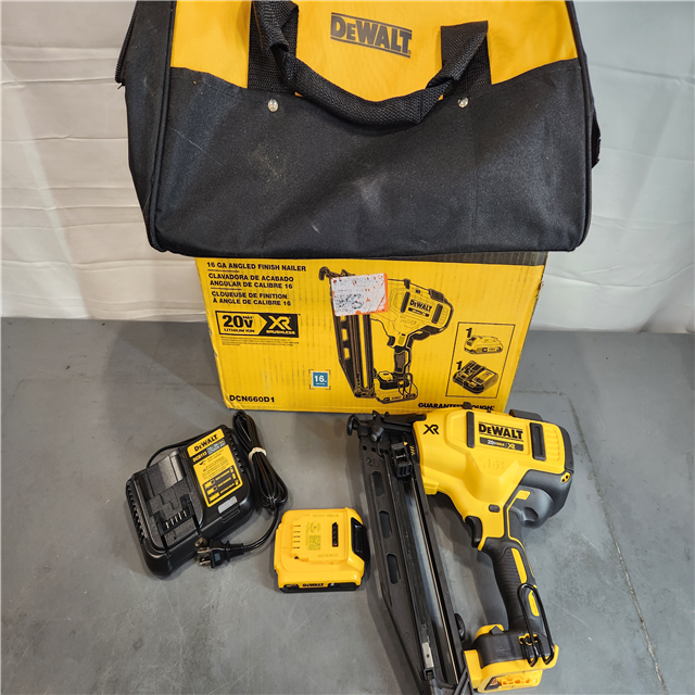 Good DeWalt 20-Volt Max 16-Gauge Cordless Angled Finish Nailer Kit W ...