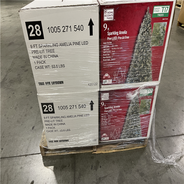 California ASIS Sparkling Amelia Pine LED 9 Ft. Christmas Trees (4 Boxes)